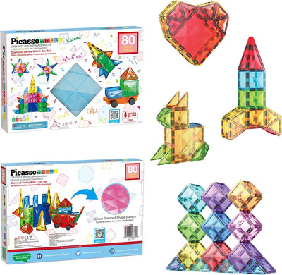80 Pieces Magnetic Building Blocks Tiles Magnet Toys Diamond Toy Building Block 