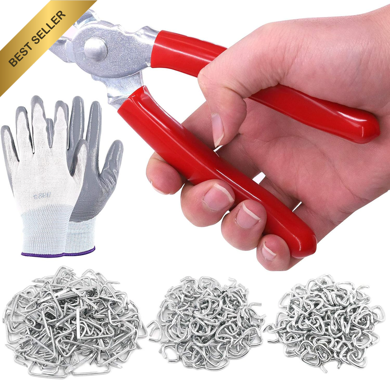 360Pcs Galvanized Hog Rings with Straight Hog Ring Pliers and Protective Gloves