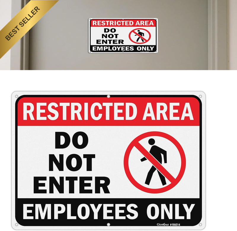 Restricted Area Sign, Aluminum Do Not Enter Employees Only, 14X10 Inches, Reflec