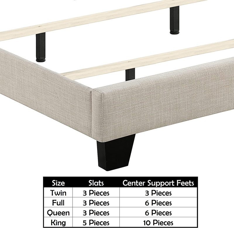 Layla Panel Bed Frame with Adjustable Button-Tufted Headboard for Bedroom/Linen