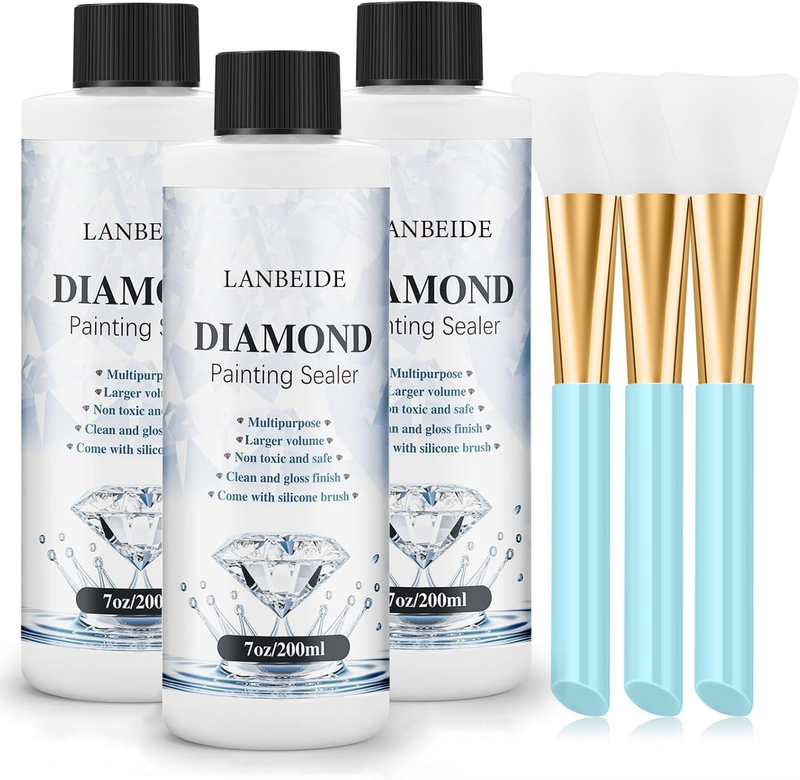 LANBEIDE Updated Diamond Painting Sealer 200ML with Silicone x 3, Clear