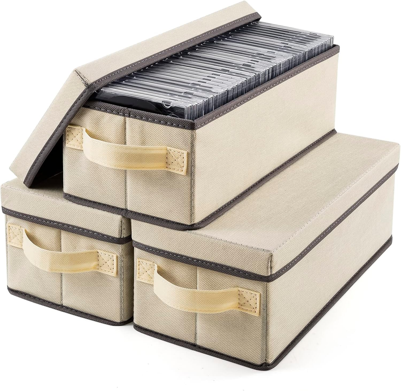 Storage Box 3 Pack DVD Storage Case 14.2 X 6.3 X 5.5 Inch CD Case Storage with