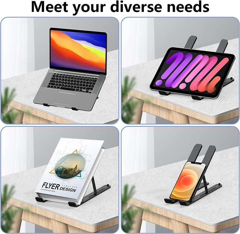 Laptop Stand for Desk, Adjustable Laptop Riser ABS+Silicone Foldable Portable La