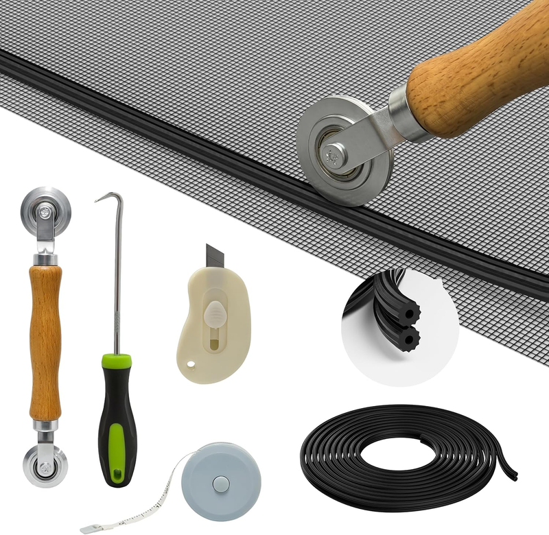 Window Screen Repair Kit 48x118 Fiber glass Mesh DIY Tool Set Sliding Door RV