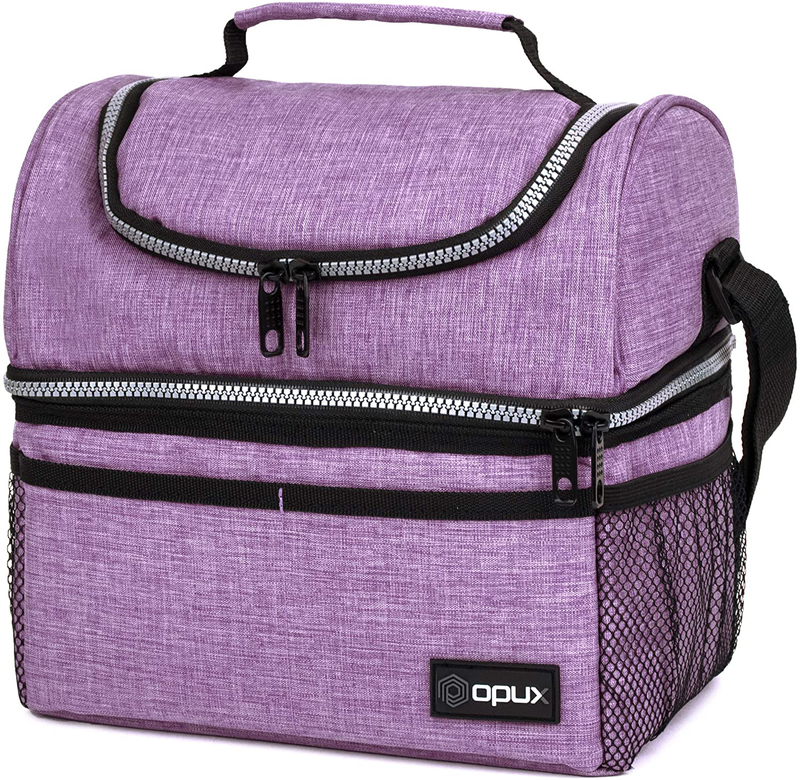 Insulated Dual Compartment Lunch Bag Lunch Box Cooler, Shoulder Strap ,Leakproof