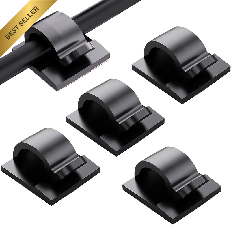 100 Pcs Adhesive Cable Clips, Cable Management for Walls, under Tables, Christma