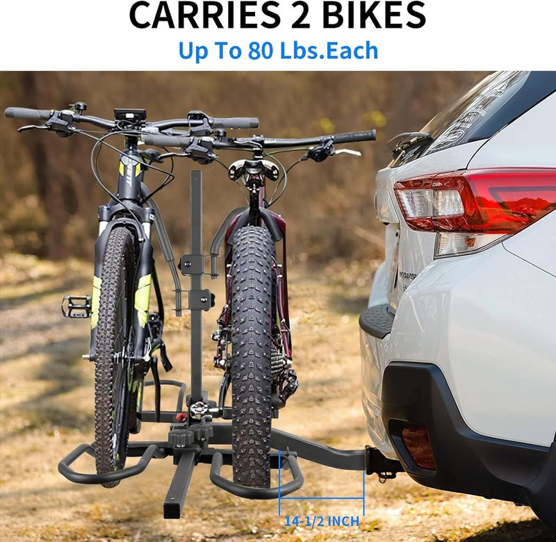 Smart Tilting 2-Bike Hitch Rack for Standard, Fat Tire, E-Bi