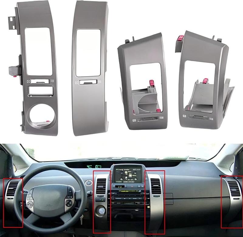 4Pcs Center Inner A/C Dash Air Vent Panel Cover Trim for Toyota Prius 2004-2009