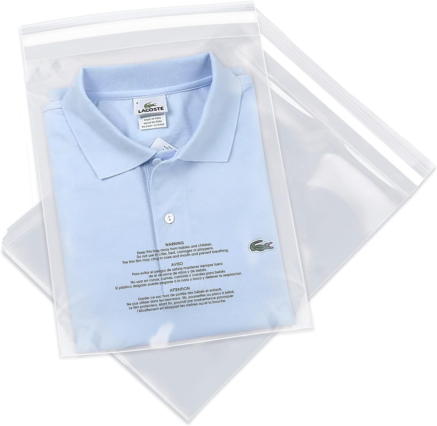 Poly Bags Resealable Suffocation Warning Clear Merchandise 1.5 mil Shirt Apparel