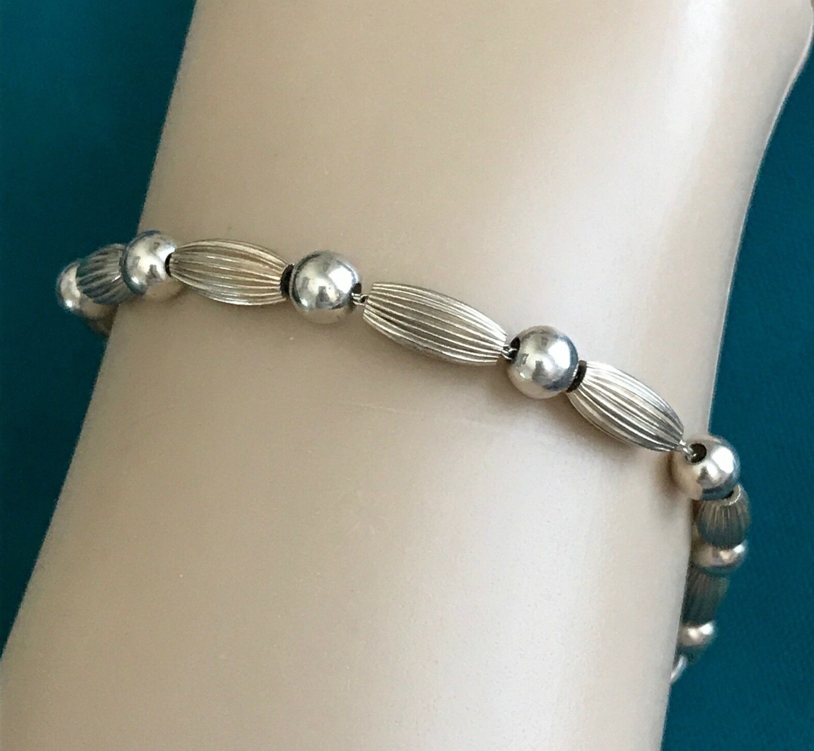 アクセサリー Vintage paper ball chain bracelet Vintage 999 Fine Silver Bead Ball Chain Link Bracelet 7.5