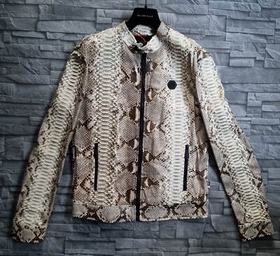 PHILIPP PLEIN HERREN PYTHON LEATHER BOMBER SKULL / M / NEU /