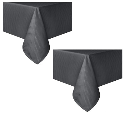 Tektrum 2 Pack 60''X84'' Rectangular Waffle Tablecloth-Waterproof (Charcoal)