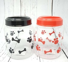 2x BPA  Free  Plastic Cat  and Dog Pet Treat Food Storage 