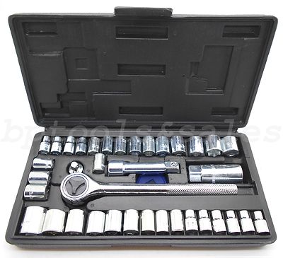 40-Piece Socket Tool Set Ratchet Set METRIC/SAE 1/4'' & 3/8'' Drive w/ Case 