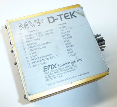 EMX MVP D-TEK MULTI-VOLTAGE VEHICLE LOOP DETECTOR 11 PIN EXIT SAFETY DETECTION