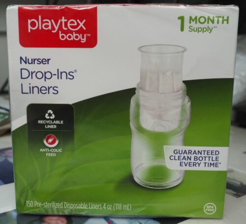 New/Sealed Box PLAYTEX BABY Drop-Ins 4 oz. BOTTLE LINERS - Total 150 Pieces