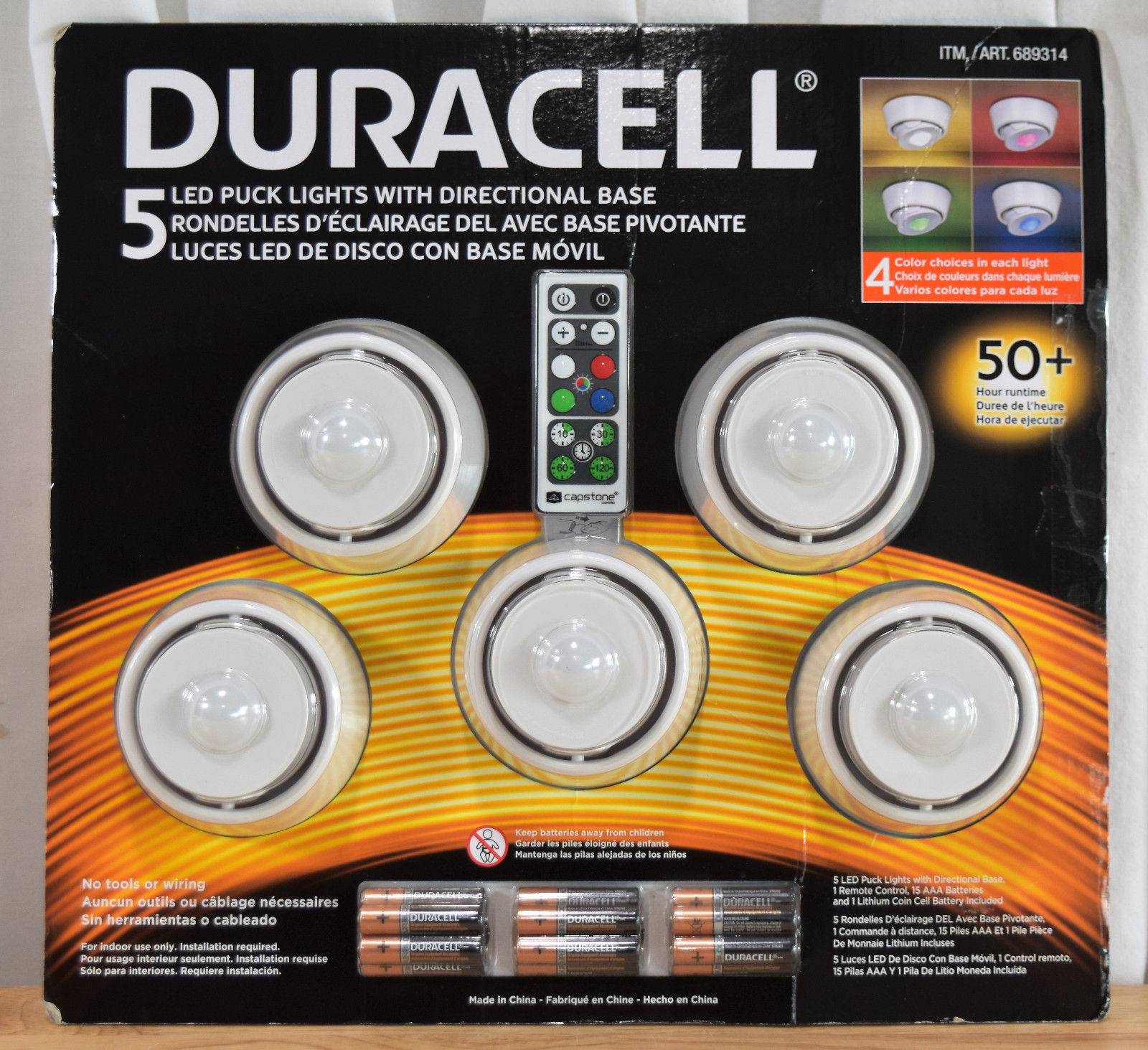 Duracell 5 LED Puck Lights With Directional Base for sale online