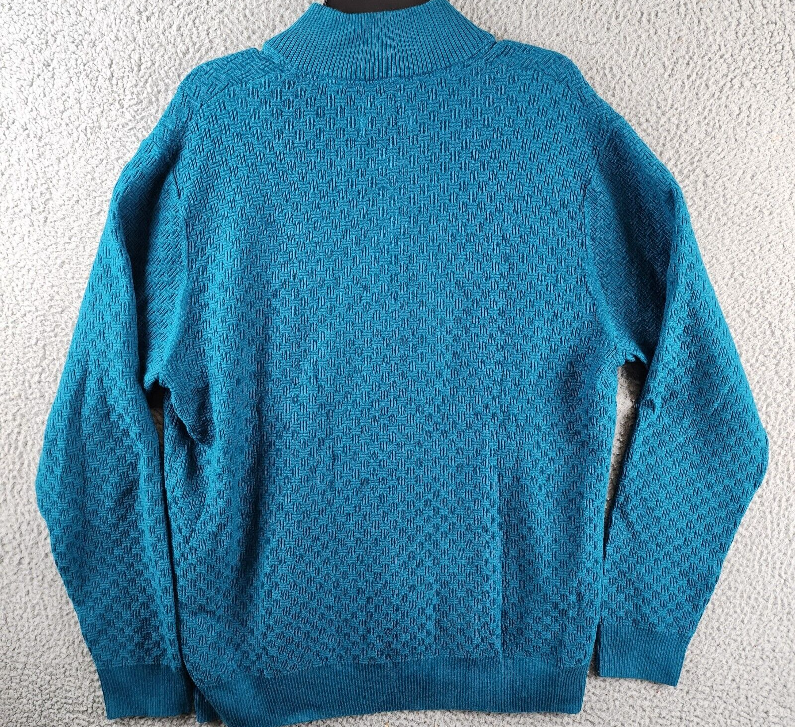 Robert Graham Reisman Quarter Zip Pullover Sweater Men's XL Teal Wool Blend L/S - Picture 14 of 16
