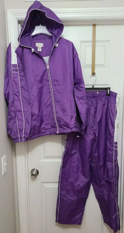 Vtg Studio Works Windbreaker Nylon Jogging TRACK SUIT Jacket Pants Womens XL