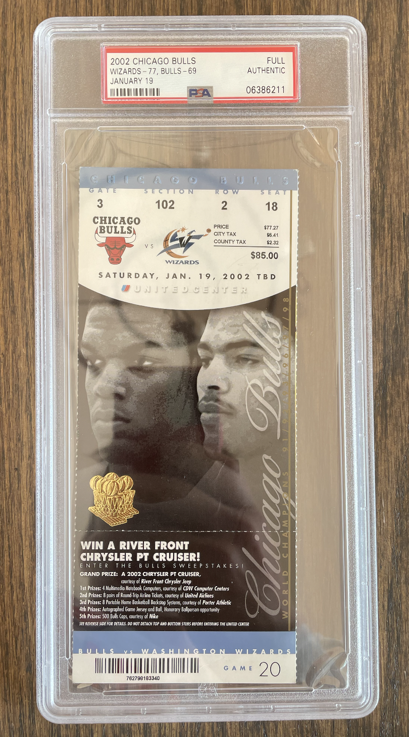 M.Jordan I'm Back” First homegame ticket M.Jordan I'm Back
