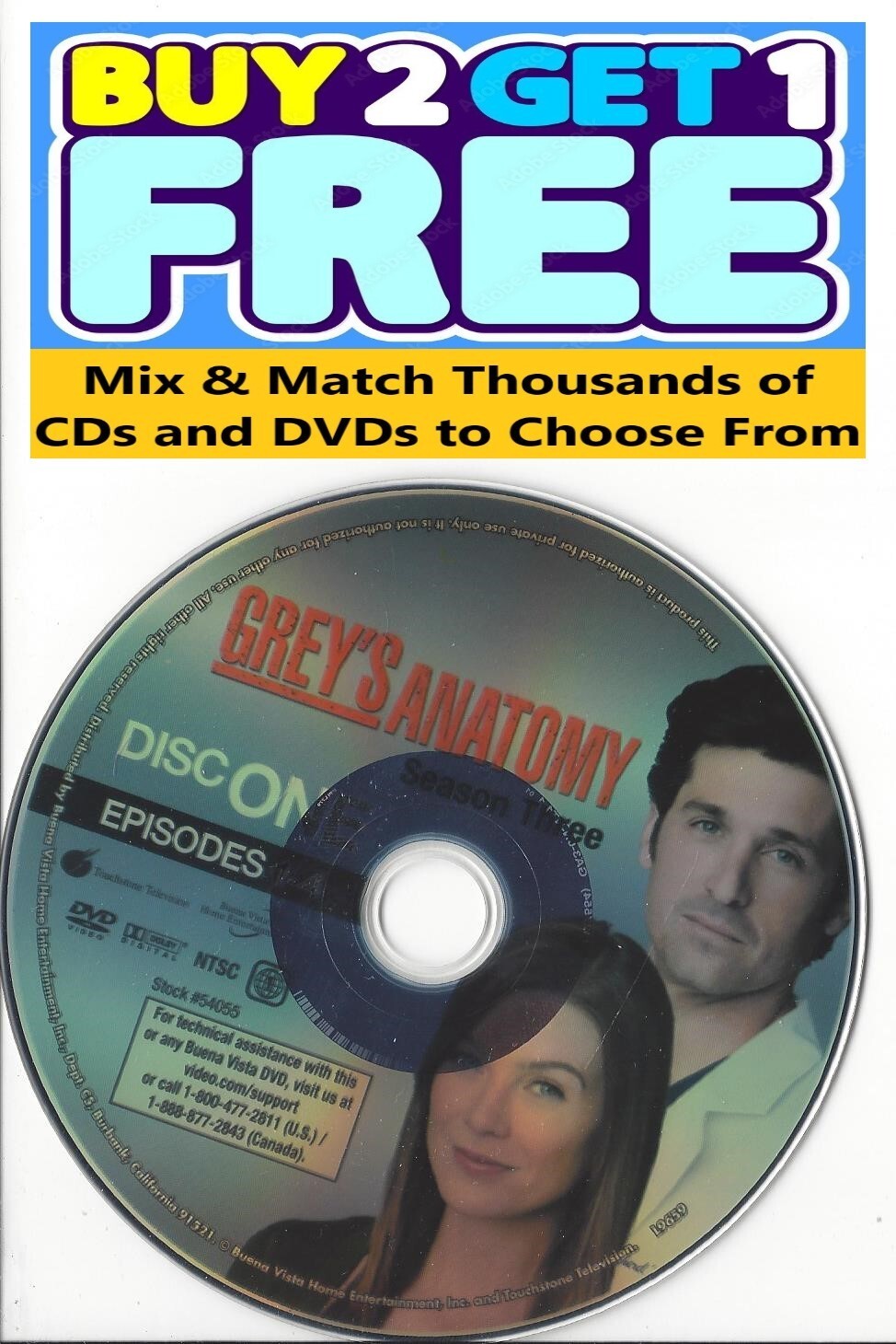 Grey's Anatomy (DVD) Third Season 3 Disc 1 Replacement Disc