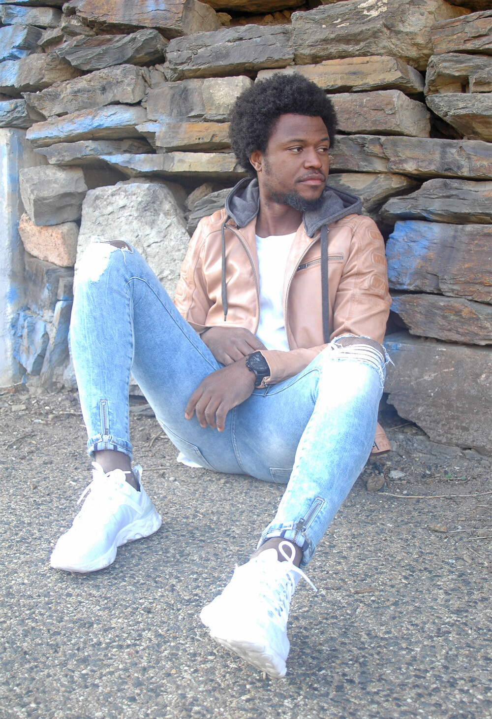 HI BUXTER HERREN LEDERJACKE BIKERJACKE JACKE KAPUZENJACKE ECHTLEDER HELLBRAUN - ZWEITGLÜCK