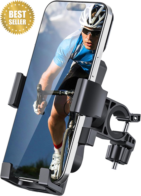 Secure Bike Phone Holder Mount - Adjustable Handlebar Mount for Bicycle and Moto