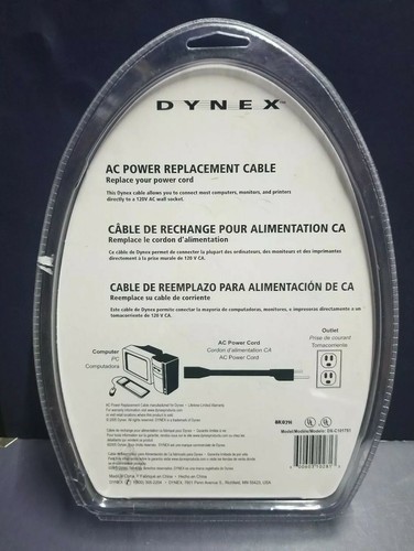 Dynex DX-C101751 6' AC Power Replacement Cable, New