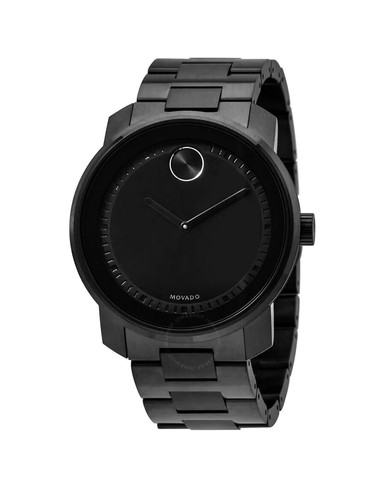 Pre-owned Movado Brand  Bold Men's Black Dial Stainless Steel Bracelet Watch 3600467