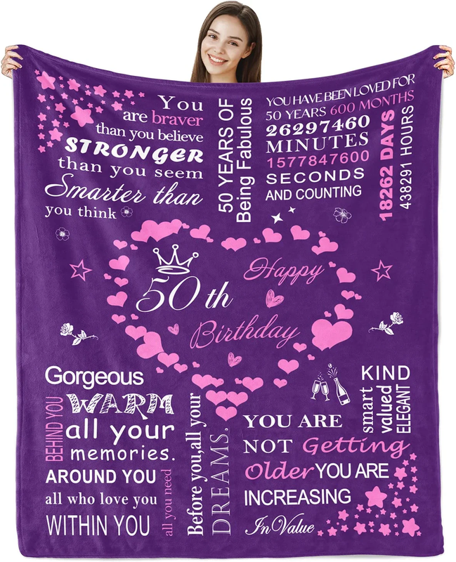 50Th Birthday Gifts for Women Blanket 50&Prime;X60", 1972 Birthd