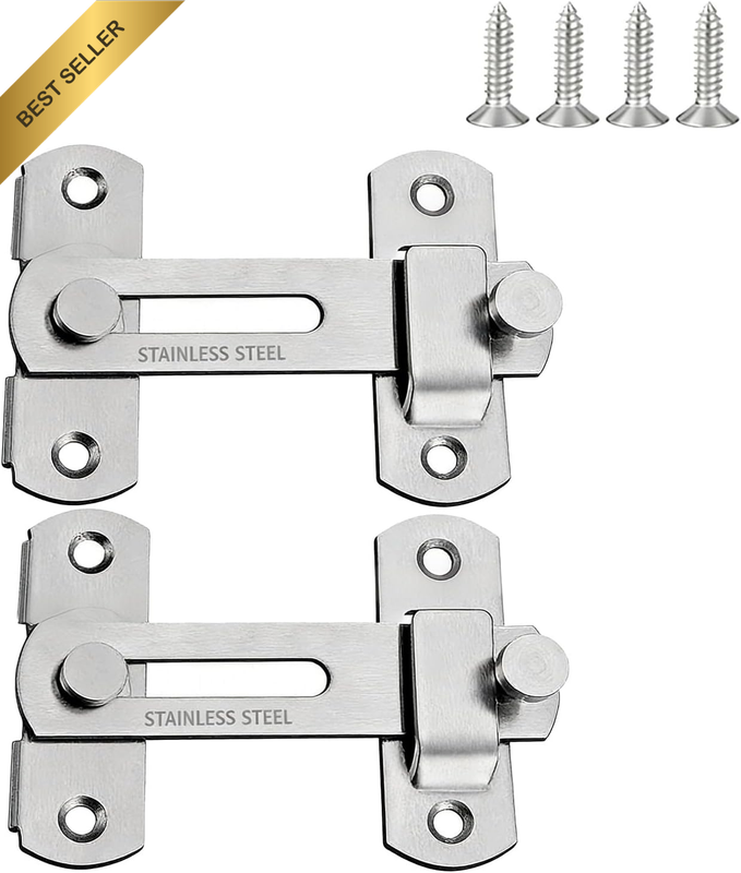 2PCS 4 Inch Gate Latch & Door Latch Flip Heavy Duty - Stainless Steel Safety Doo