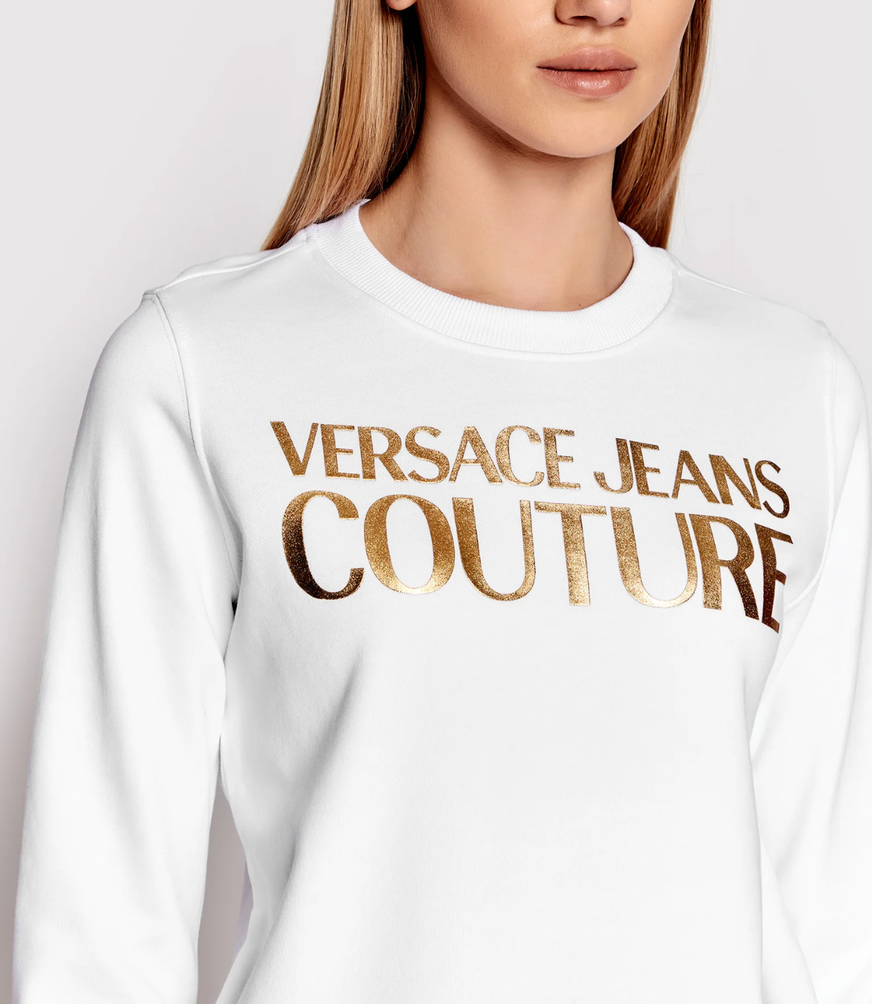 Pre-owned Versace Jeans Couture Sweatshirt Foil Logo Pulli Pullover Sweater Jumper M In Weiss
