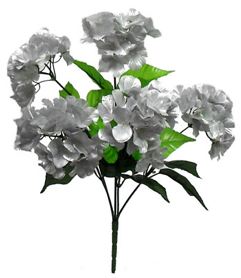 20'' Silver Hydrangea Flowers Bush 5 Heads Artificial Silk Fake Bouquet Faux
