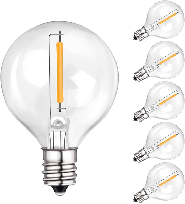6Pack G40 LED Globe Light Bulbs, Indoor/Outdoor String Lights