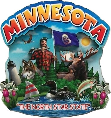 Minnesota State Montage Wood Fridge Magnet