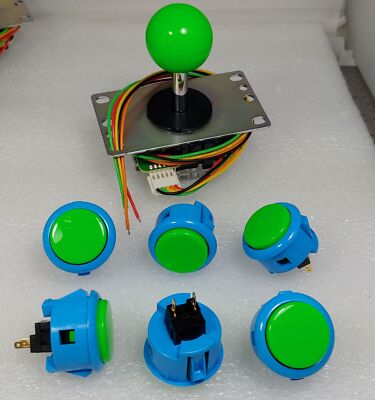 Japan Sanwa Mix Buttons Blue Green x 6 & Green Joystick 8YT