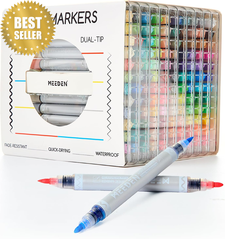 Artist Acrylic Paint Markers: 120 Colors Dual Tip Acrylic Marker with Brush & ro
