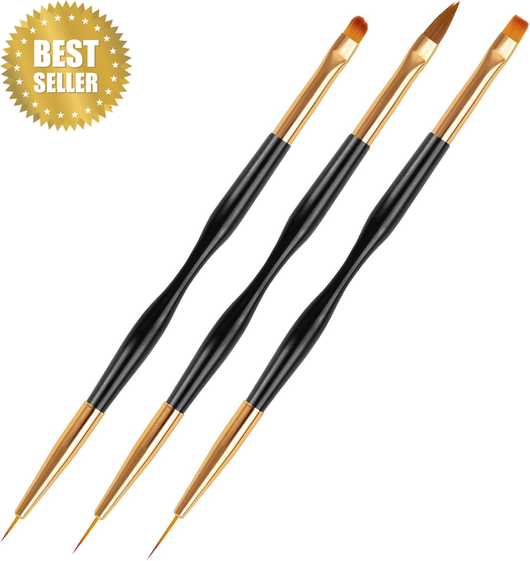 3-Piece Nail Art Brush Ensemble: a Set Comprising Gel Polish Pens and a Liner Br