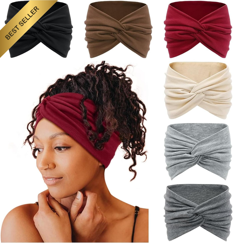 Sports Wide Headbands for Women,Extra Large Turban Non Slip Workout Headband Ela