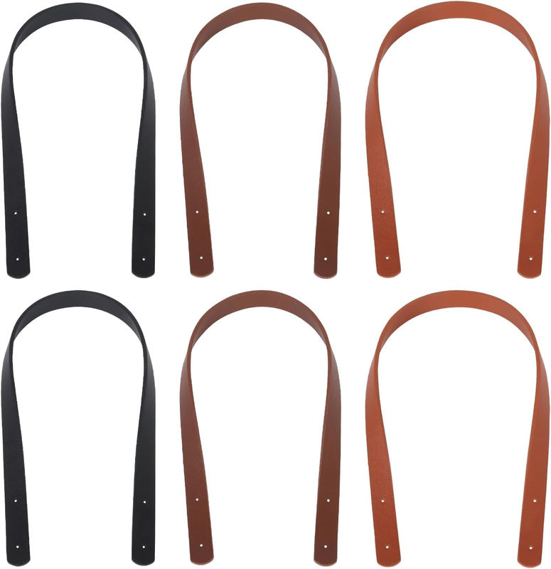 6-Pack Leather Bag Handles for DIY Bag Making (3 Colors, 60Cm)