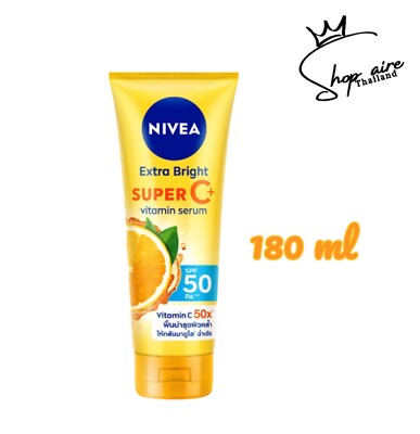 180 ml Nivea Extra Bright Super C+ vitamin body serum SPF50 PA+++ VitaminC 50x