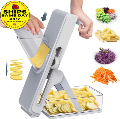 Upgrade Safe Mandoline Slicer - 3-in-1 Vegetable Chopper with Container