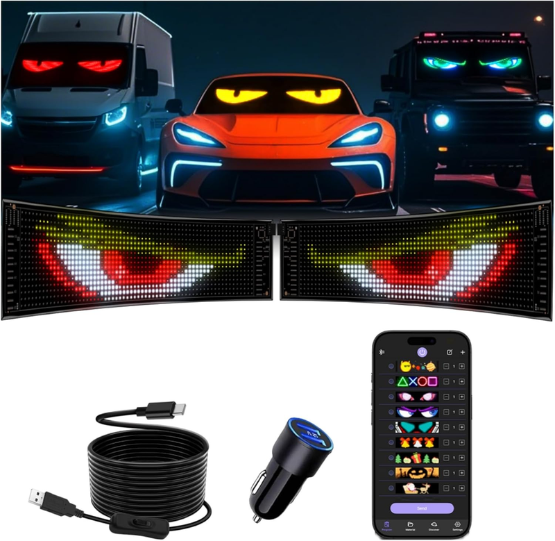 Multifunctional Bright 2PCS Devil Eyes for Cars Windshield - 19in x 5in [ Upgrad