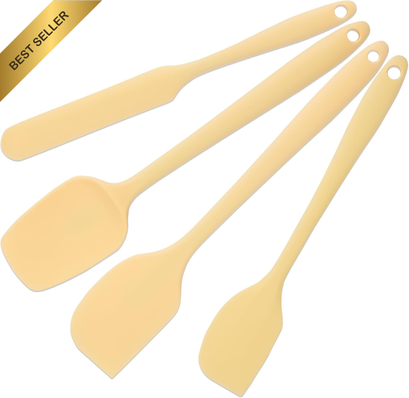 4Pcs Silicone Spatula Set, Heat Resistant Rubber Spatulas Seamless Design Kitche