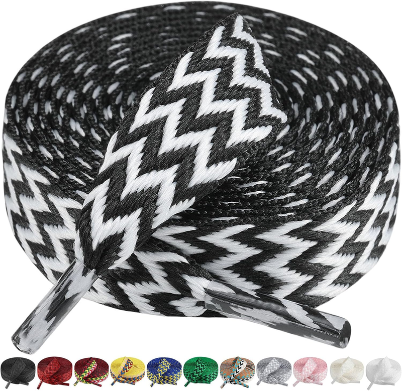 Handshop 2 Pairs 3/5" Wide Flat Shoe Laces for Sneakers, Chunky Laces