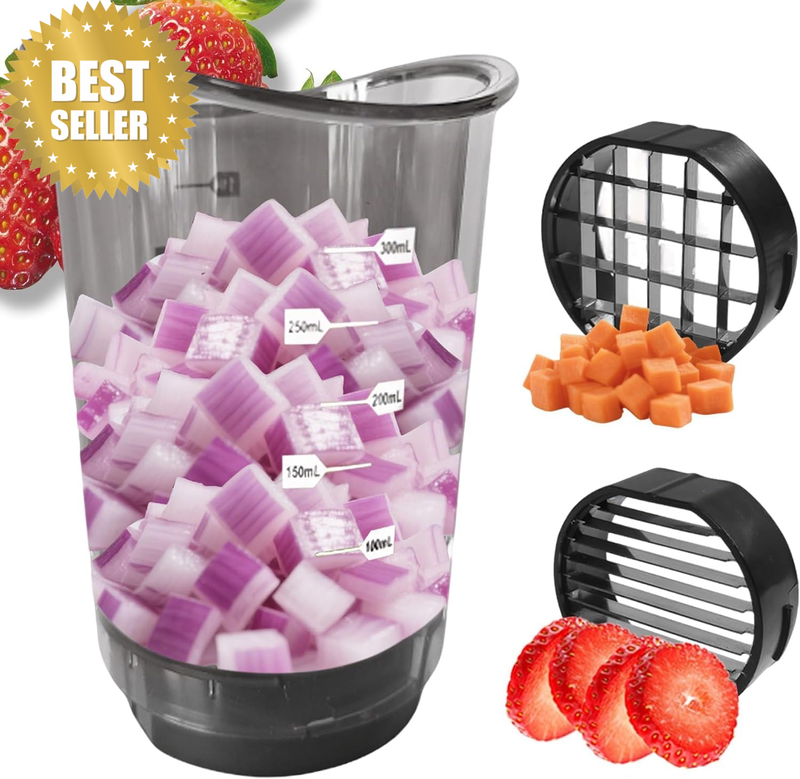 Fruit & Onion Cutter Vegetable Chopper Cup, Detachable Fruit Cutter Slicer with