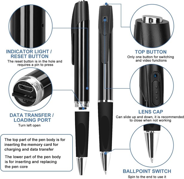 32GB Hidden Camera Pen Spy Hidden Camera with 1080P Full HD Video Mini Nanny Cam - Image 3