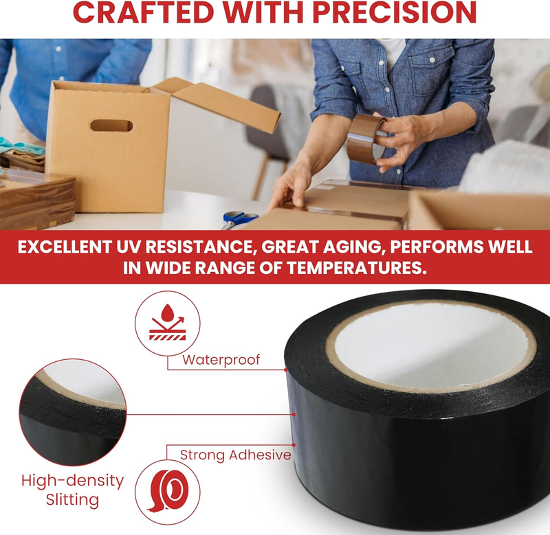 T.R.U. OPP-20C Black Carton Sealing Packaging Tape 2 In. Wide X 55 Yds. (2 Mils 