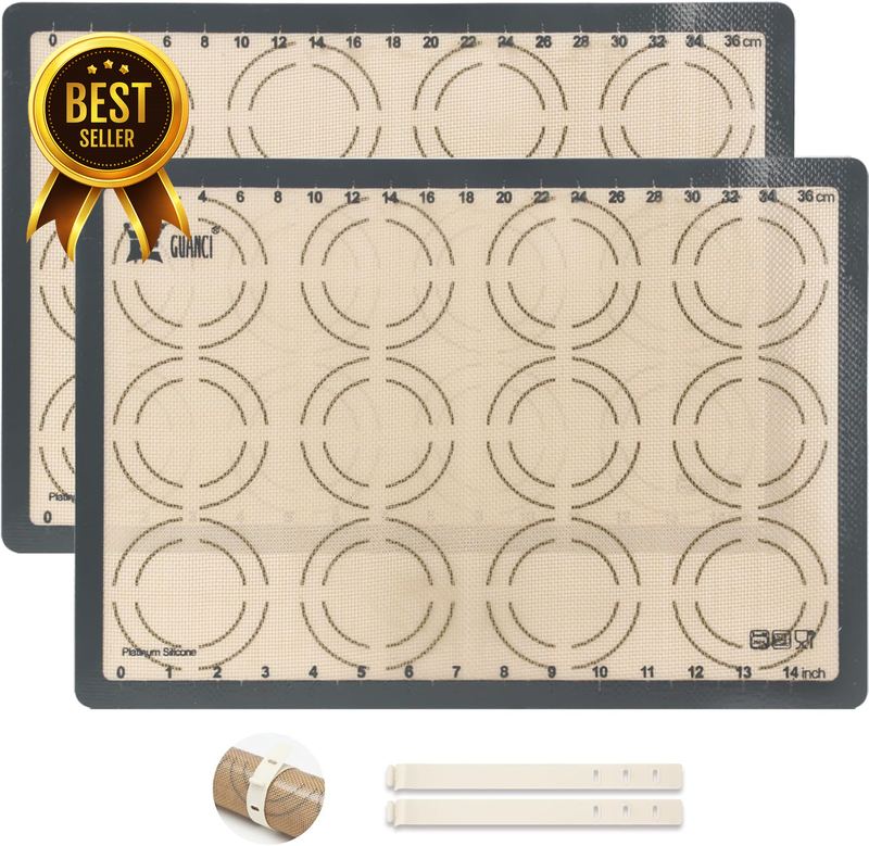 2-Pack 11.6x16.5-Inch 0.7mm-Thick Food-Grade Nonstick Silicone Baking Mats