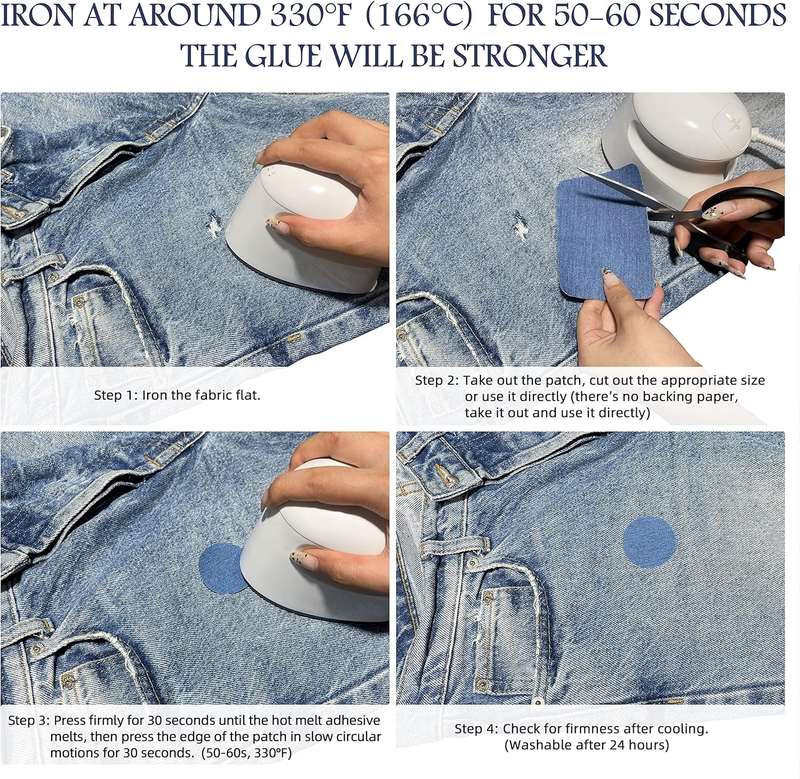 Iron-on Repair Patch 20 Pcs Pack, 100% Cotton Denim Iron-on Repair Patch, 5 Shad